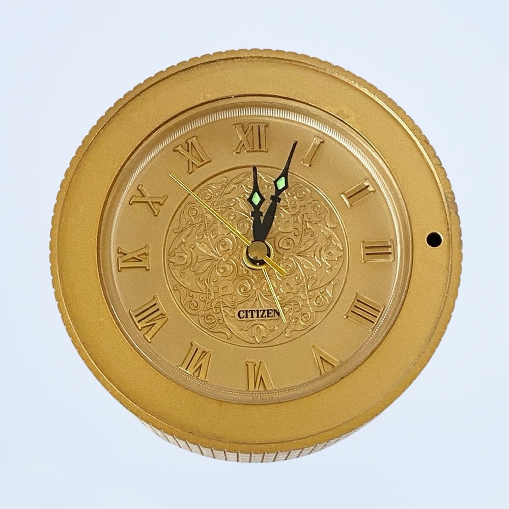Vintage Citizen Gold Round Tabletop Alarm Clock Made in Japan